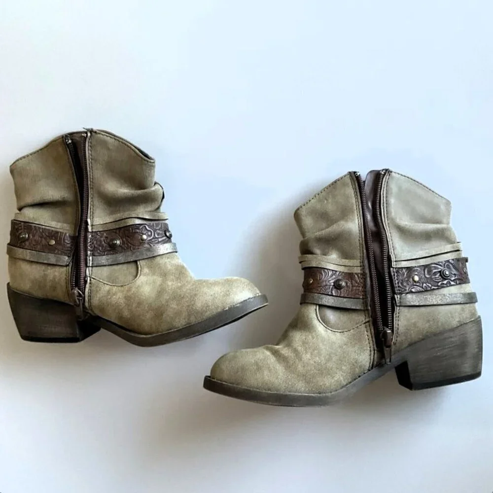 WESTERN POP JACKSON COWGIRL ANKLE BOOTS YOUTH 5M - Picture 4 of 11